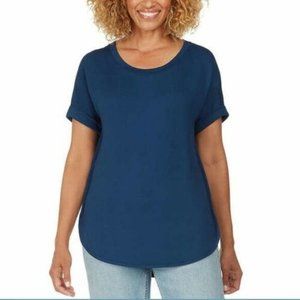NWT Matty M Women French Terry Roll Cuff Tshirt Size 2X Heather Marine $50 1B052